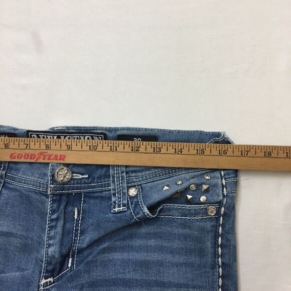 AFFLICTION Jenna Jeans Women 32x32 (30 tag) Gothic Studs Stretch Denim Crystal - Picture 16 of 16